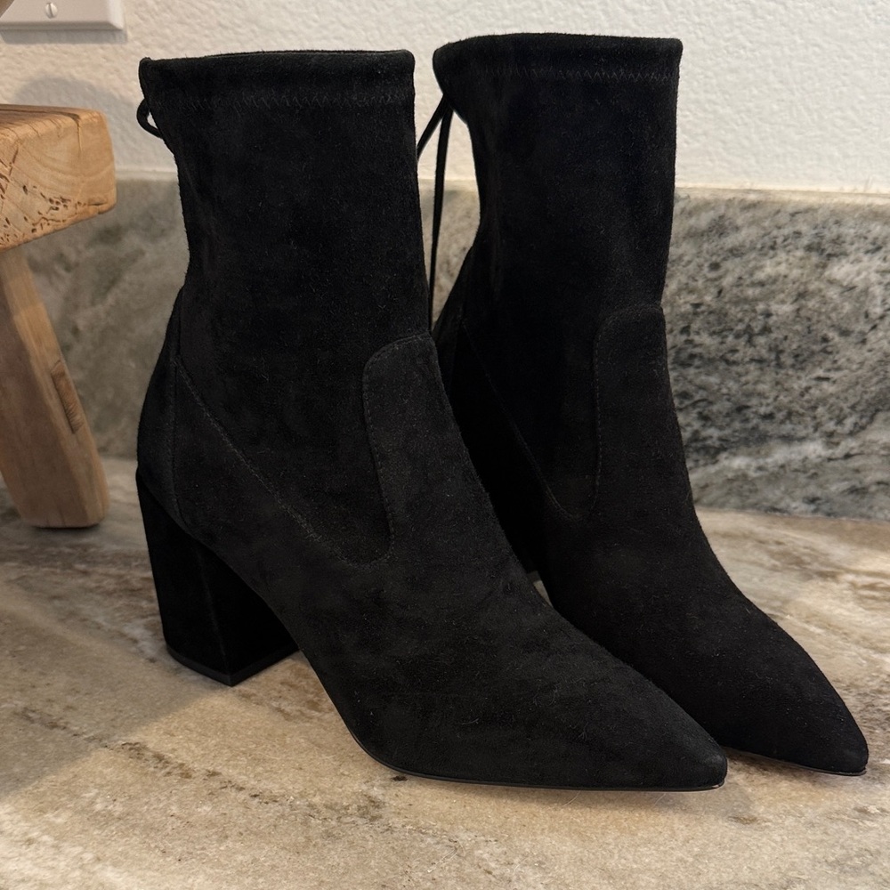 Elegant Black Suede Ankle Boots | Stuart Weitzm